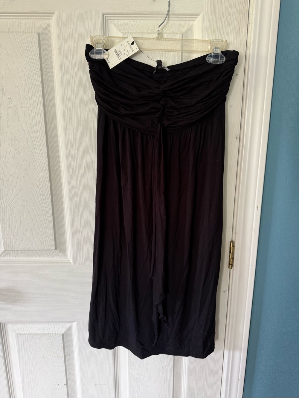 Express Black Strapless Ruched Maxi Skirt